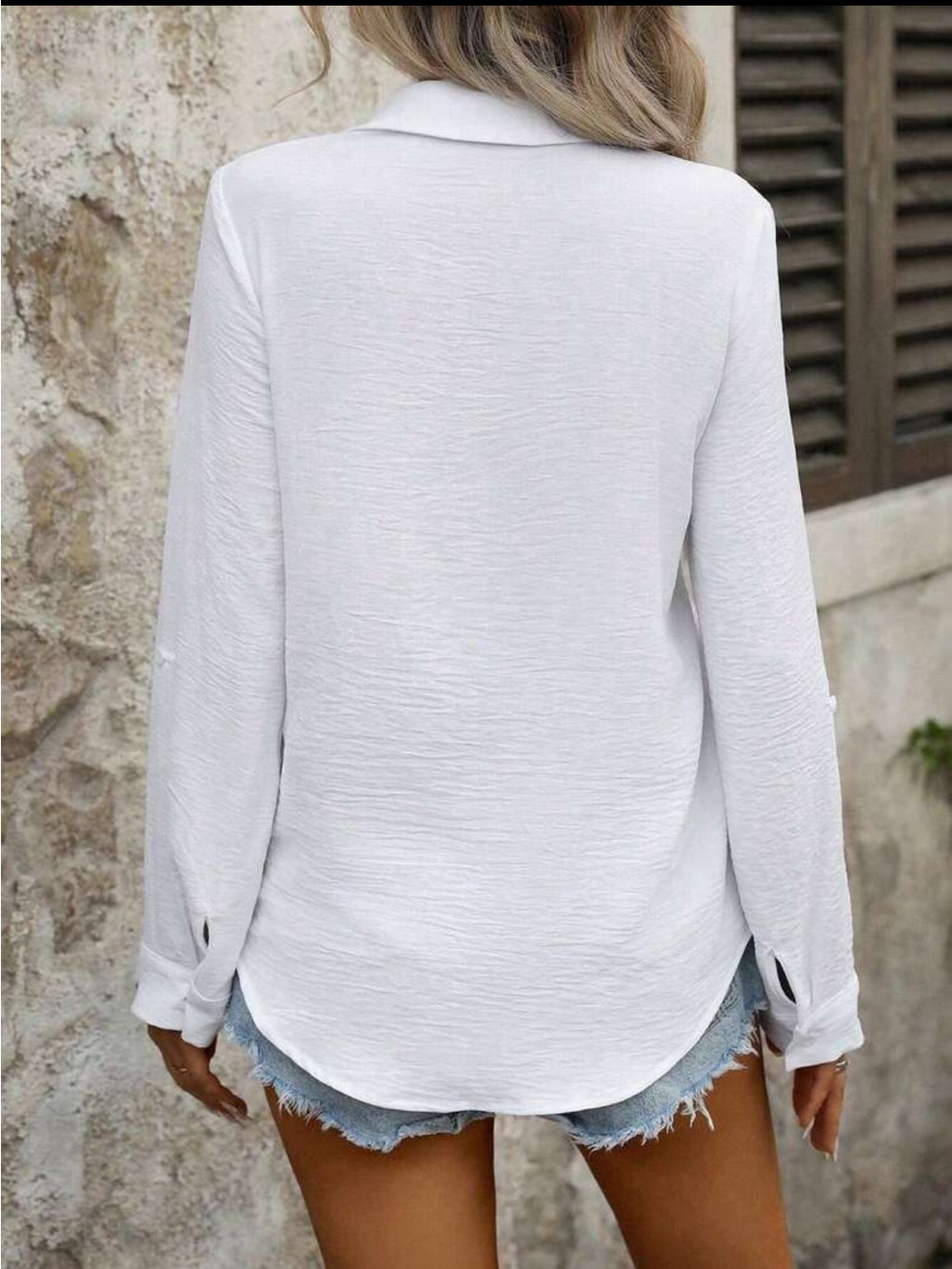 Classic White Pockets Office work Button Down Shirt Up Blouse Top - Picture 2 of 5